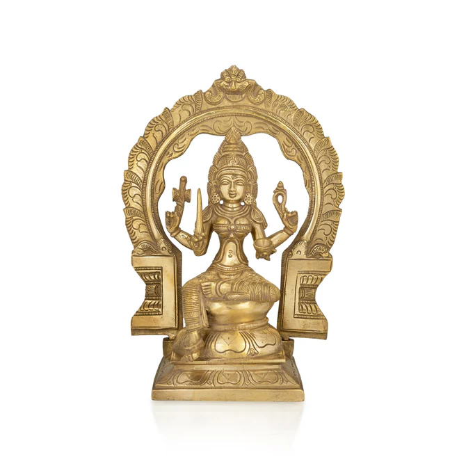 Mariamman Statue with Arch - 10 x 9 Inches Antique Brass Idol